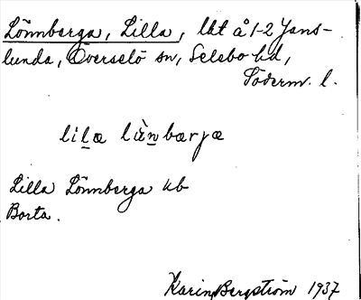 Bild på arkivkortet för arkivposten Lönnberga, Lilla