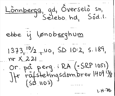 Bild på arkivkortet för arkivposten Lönnberga