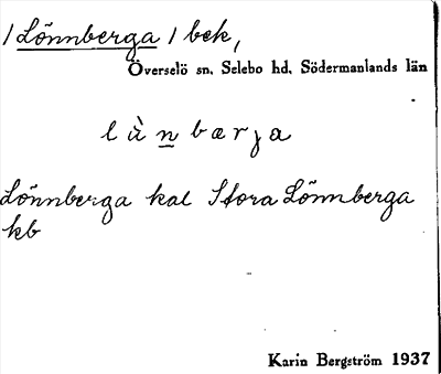 Bild på arkivkortet för arkivposten Lönnberga