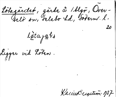Bild på arkivkortet för arkivposten Lötagärdet