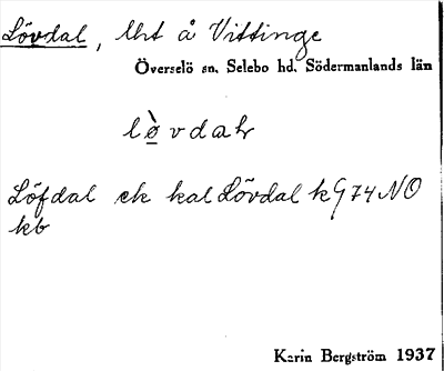 Bild på arkivkortet för arkivposten Lövdal