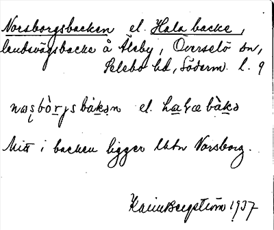Bild på arkivkortet för arkivposten Norsborgsbacken el. Hala backe
