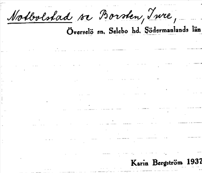 Bild på arkivkortet för arkivposten Notbolstad, se Borsten, Inre