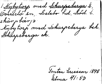 Bild på arkivkortet för arkivposten Nybytorp med Skarpeberga