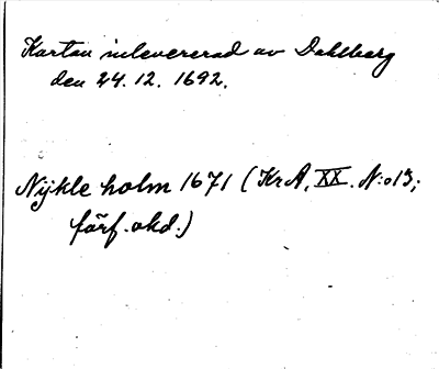 Bild på baksidan av arkivkortet för arkivposten *Nyckeholm