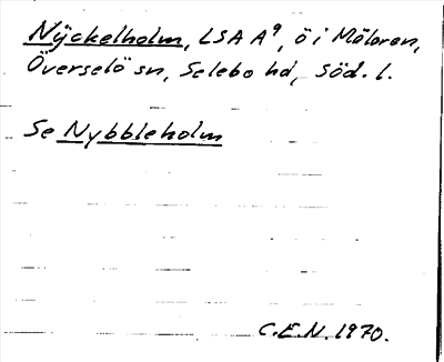 Bild på arkivkortet för arkivposten Nÿckelholm, se Nybbleholm