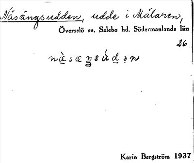 Bild på arkivkortet för arkivposten Näsängsudden