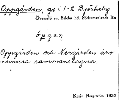 Bild på arkivkortet för arkivposten Oppgården