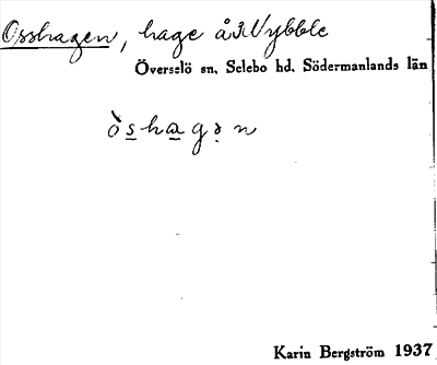 Bild på arkivkortet för arkivposten Osshagen