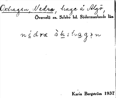 Bild på arkivkortet för arkivposten Oxhagen, Nedra
