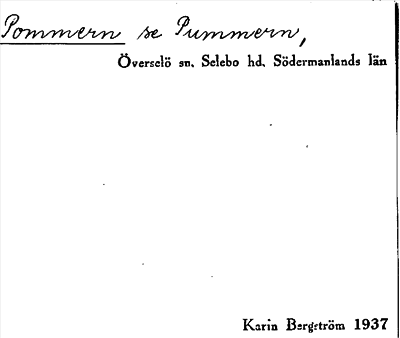Bild på arkivkortet för arkivposten Pommern, se Pummern