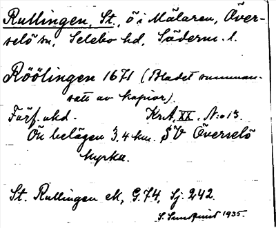 Bild på arkivkortet för arkivposten Rullingen, St.