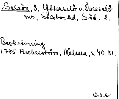 Bild på arkivkortet för arkivposten Selaön
