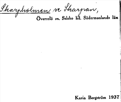 Bild på arkivkortet för arkivposten Skarpholmen, se Skarpan
