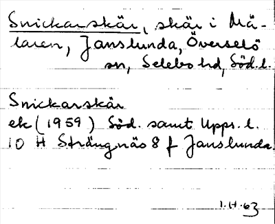 Bild på arkivkortet för arkivposten Snickarskär