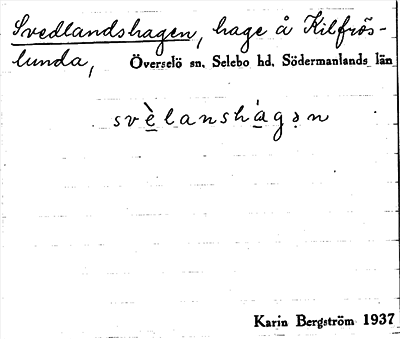 Bild på arkivkortet för arkivposten Svedlandshagen