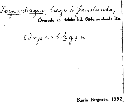 Bild på arkivkortet för arkivposten Torparhagen
