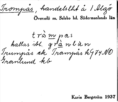 Bild på arkivkortet för arkivposten Trompås