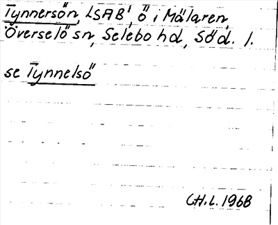 Bild på arkivkortet för arkivposten Tynnersön, se Tynnelsö