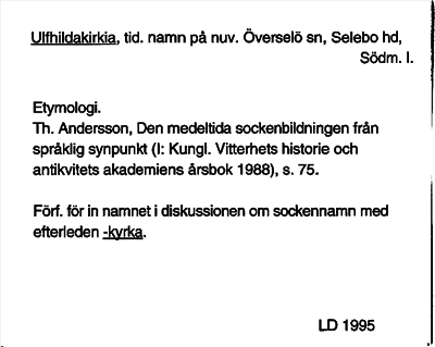 Bild på arkivkortet för arkivposten Ulfhildakirkia