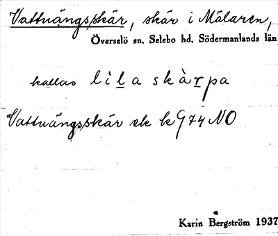 Bild på arkivkortet för arkivposten Vattuängsskär