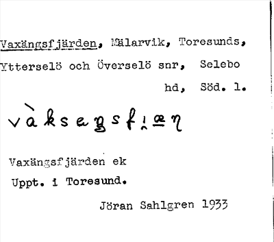 Bild på arkivkortet för arkivposten Vaxängsfjärden