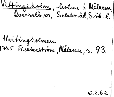 Bild på arkivkortet för arkivposten Vittingeholm