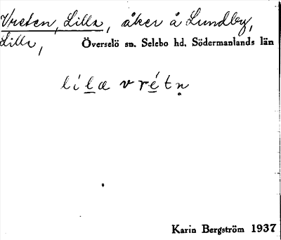 Bild på arkivkortet för arkivposten Vreten, Lilla