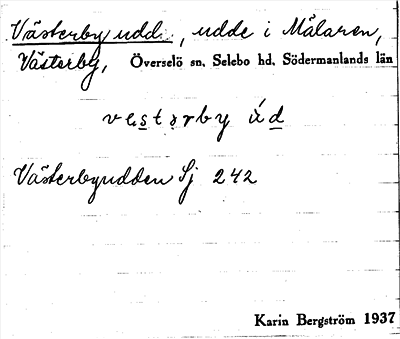 Bild på arkivkortet för arkivposten Västerby udd