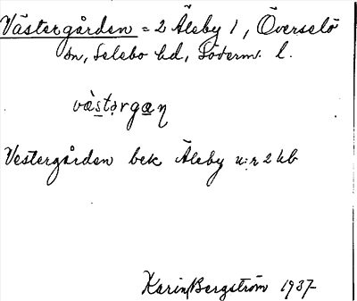 Bild på arkivkortet för arkivposten Västergården