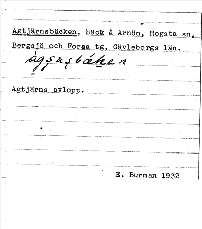Bild på arkivkortet för arkivposten Agtjärnsbäcken