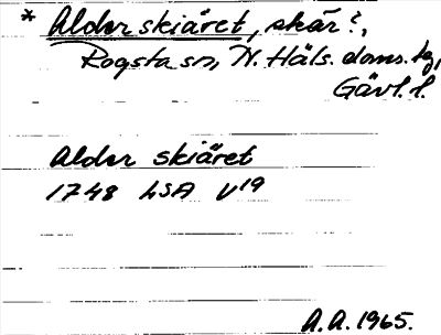Bild på arkivkortet för arkivposten *Alder skiäret