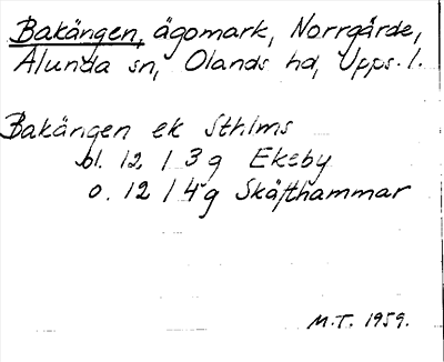 Bild på arkivkortet för arkivposten Bakängen