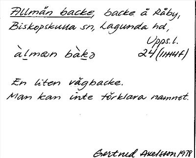 Bild på arkivkortet för arkivposten Allmän backe