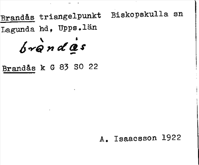 Bild på arkivkortet för arkivposten Brandås
