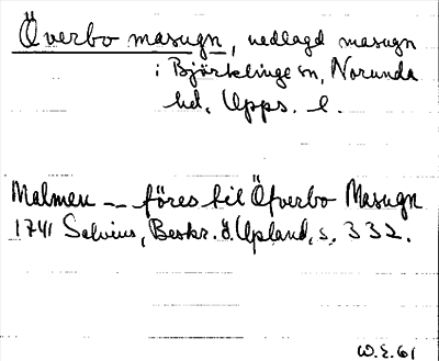 Bild på arkivkortet för arkivposten Överbo masugn
