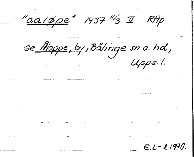 Bild på arkivkortet för arkivposten »aaløpe», se Åloppe