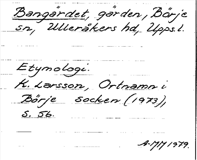 Bild på arkivkortet för arkivposten Bangärdet