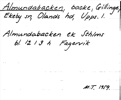 Bild på arkivkortet för arkivposten Almundabacken