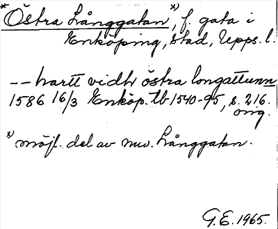 Bild på arkivkortet för arkivposten *Östra Långgatan