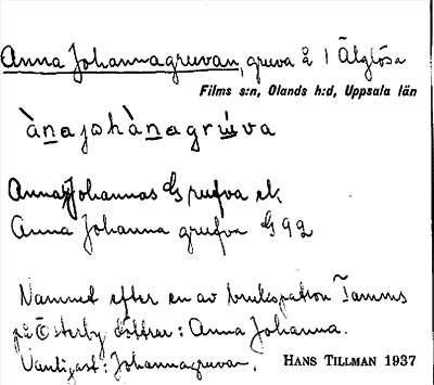 Bild på arkivkortet för arkivposten Anna Johannagruvan