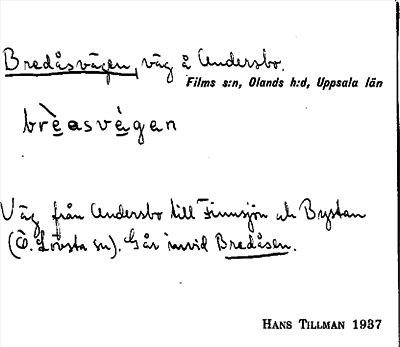 Bild på arkivkortet för arkivposten Bredåsvägen