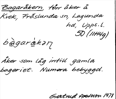 Bild på arkivkortet för arkivposten Bagaråkern