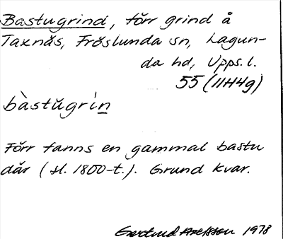 Bild på arkivkortet för arkivposten Bastugrind