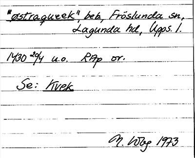 Bild på arkivkortet för arkivposten »østraqueek», se Kvek