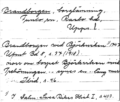 Bild på arkivkortet för arkivposten Brandborgen