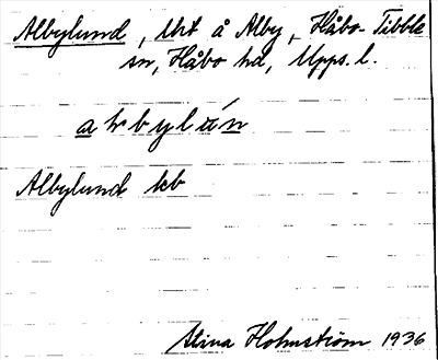 Bild på arkivkortet för arkivposten Albylund