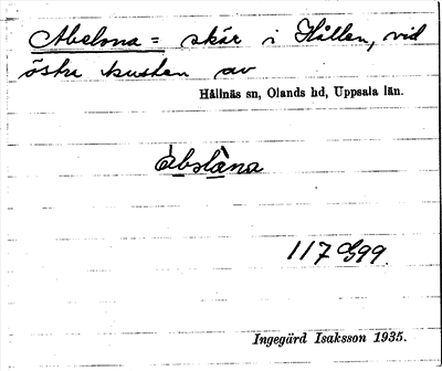 Bild på arkivkortet för arkivposten Abelona