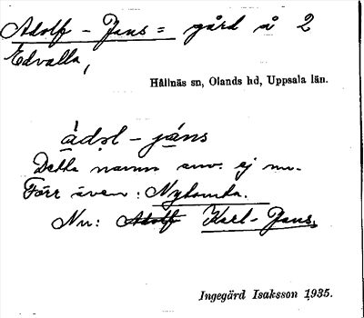 Bild på arkivkortet för arkivposten Adolf-Jans