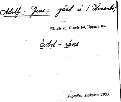 Bild på arkivkortet för arkivposten Adolf-Jans
